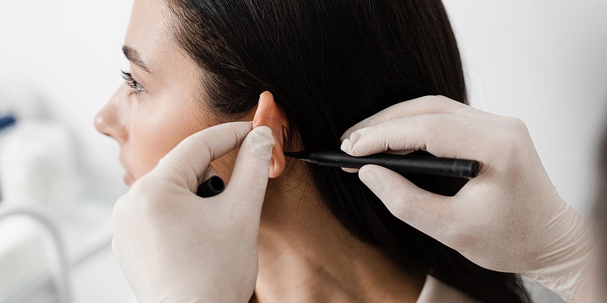 Applying mark for ear piercing procedure